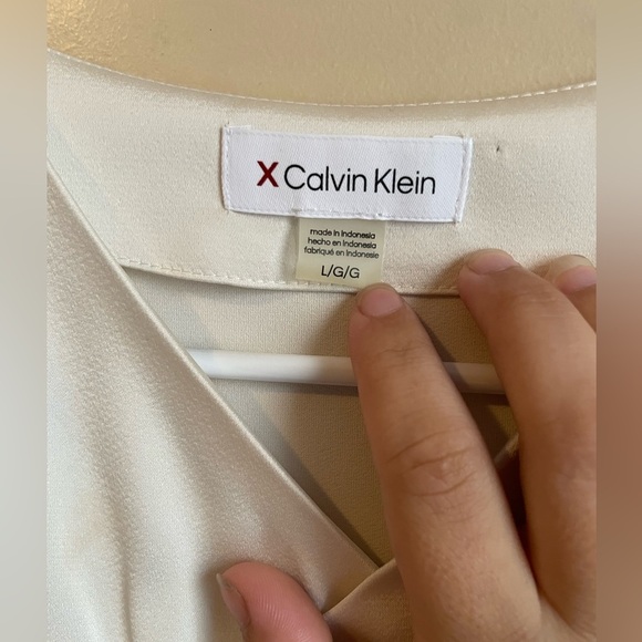 NWT Calvin Klein suit separates career blouse sleeveless cream sz L office - Picture 5 of 10